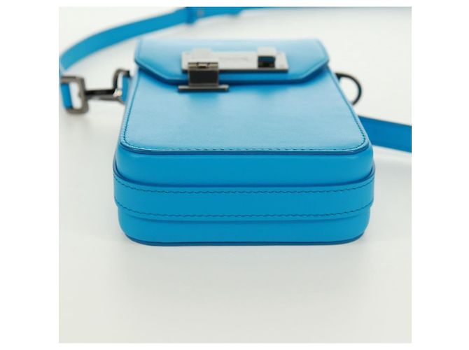 Borsa a Spalla Christian Dior in Pelle Blu Argento Auth 161745M - vista 9