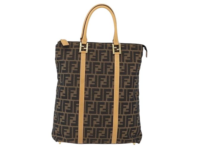 FENDI Zucca Canvas Handtasche Braun Schwarz Auth ep13422 - Ansicht 13