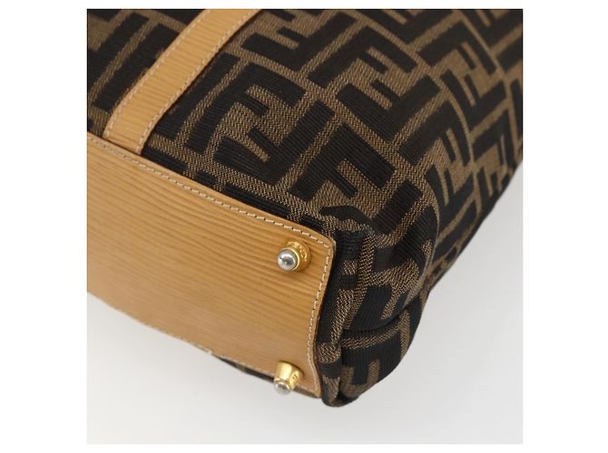 FENDI Zucca Canvas Handtasche Braun Schwarz Auth ep13422 - Ansicht 16