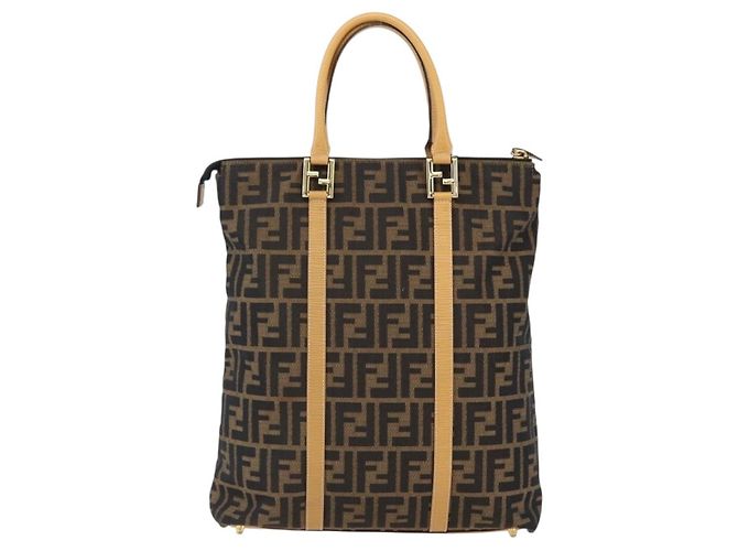 FENDI Zucca Canvas Handtasche Braun Schwarz Auth ep13422 - Ansicht 2