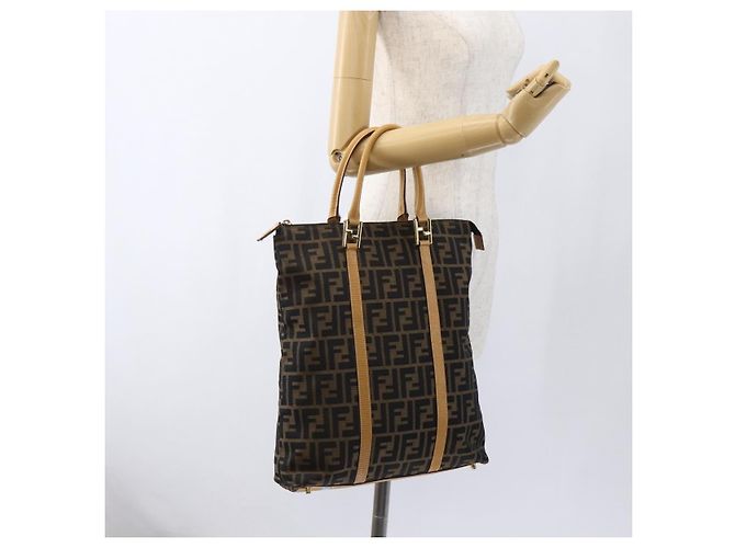 FENDI Zucca Canvas Handtasche Braun Schwarz Auth ep13422 - Ansicht 22