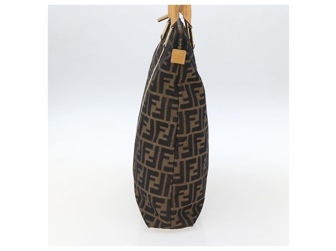 FENDI Zucca Canvas Handtasche Braun Schwarz Auth ep13422 - Ansicht 4