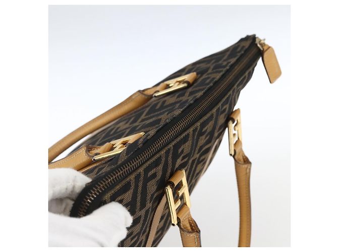 FENDI Zucca Canvas Handtasche Braun Schwarz Auth ep13422 - Ansicht 6