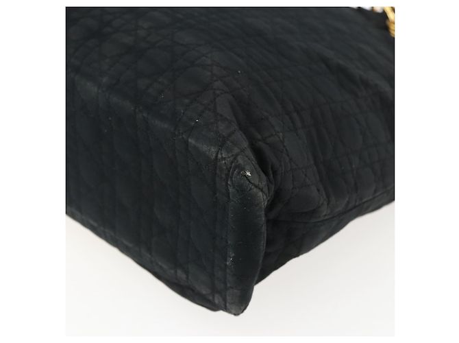 Bolsa Tote Canage Christian Dior em Nylon Preto Dourado Auth 173544 - vista 10