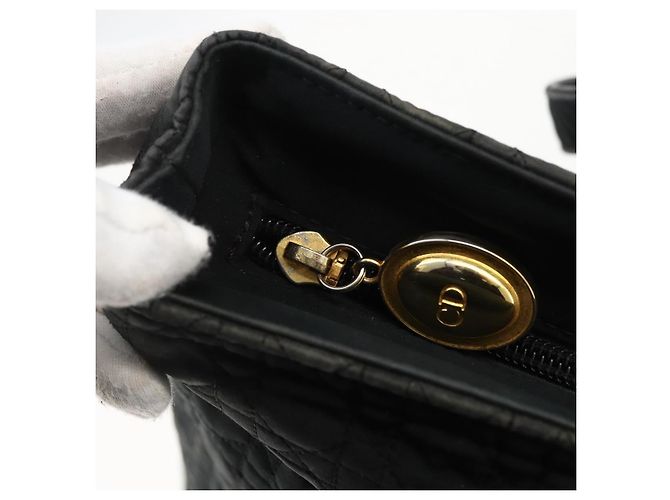 Bolsa Tote Canage Christian Dior em Nylon Preto Dourado Auth 173544 - vista 15