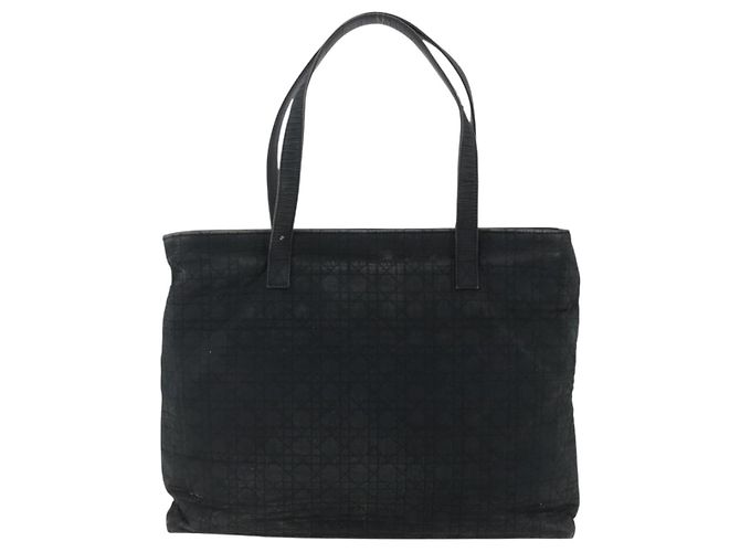Bolsa Tote Canage Christian Dior em Nylon Preto Dourado Auth 173544 - vista 3