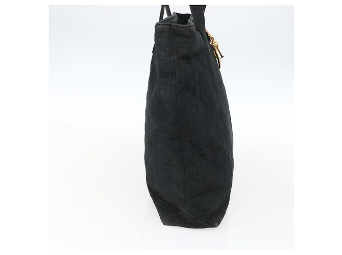 Bolsa Tote Canage Christian Dior em Nylon Preto Dourado Auth 173544 - vista 4