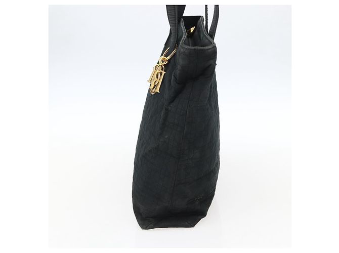 Bolsa Tote Canage Christian Dior em Nylon Preto Dourado Auth 173544 - vista 5
