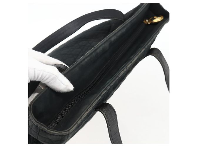 Bolsa Tote Canage Christian Dior em Nylon Preto Dourado Auth 173544 - vista 6