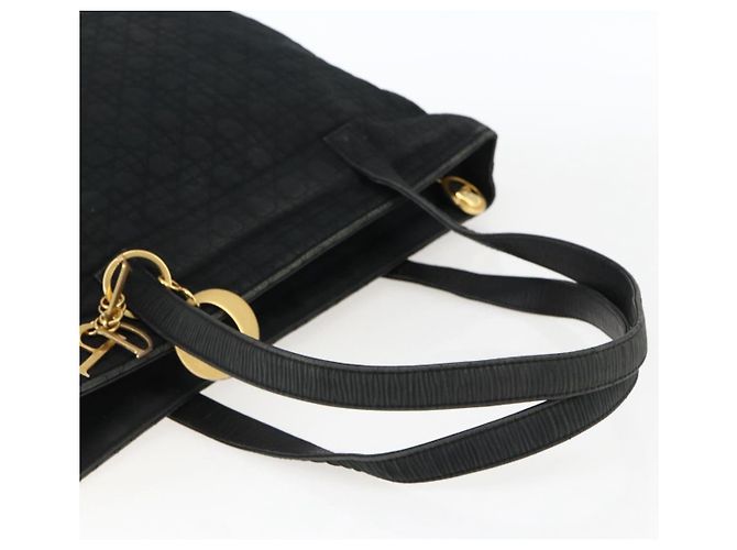 Bolsa Tote Canage Christian Dior em Nylon Preto Dourado Auth 173544 - vista 7