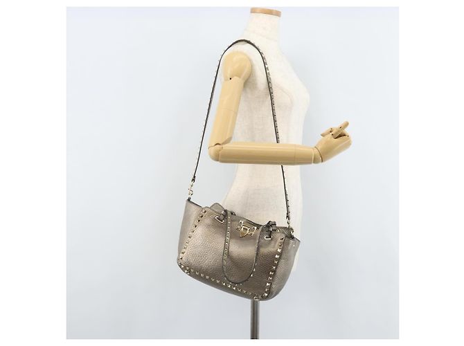 Valentino Borsa Tote in pelle 2 in 1 oro Auth BA10421 D'oro - vista 24