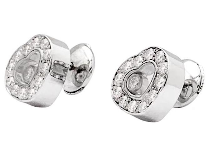 Pendientes Chopard, 'Happy Diamonds', oro blanco y diamantes. - vista 2