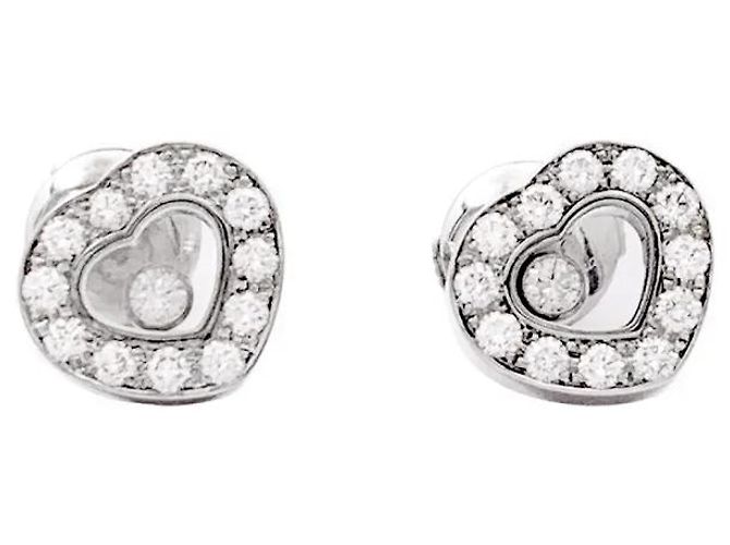 Pendientes Chopard, 'Happy Diamonds', oro blanco y diamantes. - vista 3