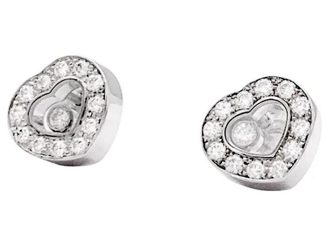 Pendientes Chopard, 'Happy Diamonds', oro blanco y diamantes. - vista 4