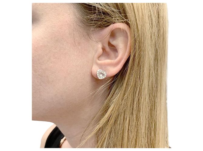 Pendientes Chopard, 'Happy Diamonds', oro blanco y diamantes. - vista 6