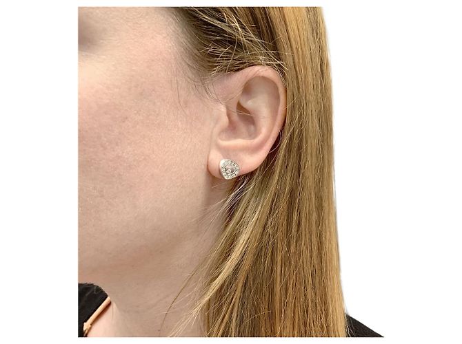 Pendientes Chopard, 'Happy Diamonds', oro blanco y diamantes. - vista 7