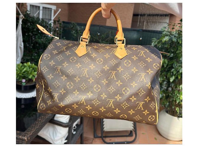 Borsa Louis Vuitton Speedy 35 Monogram Marrone - vista 15