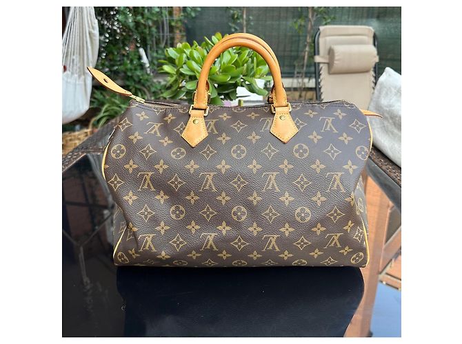 Borsa Louis Vuitton Speedy 35 Monogram Marrone - vista 2