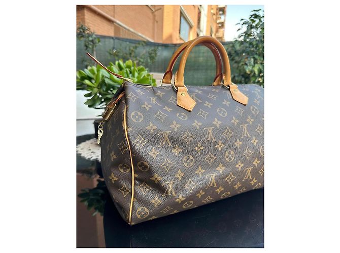 Borsa Louis Vuitton Speedy 35 Monogram Marrone - vista 4