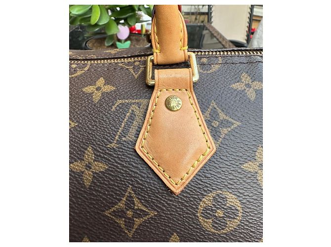 Borsa Louis Vuitton Speedy 35 Monogram Marrone - vista 8