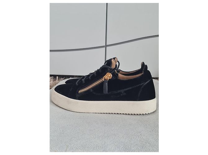 Giuseppe Zanotti Speakers Sneaker Schwarz Leder und Samt - Ansicht 2