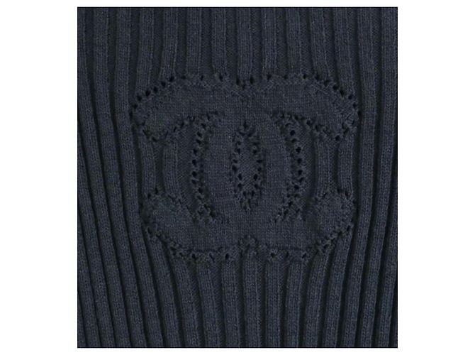 Chanel Resort 2020 20P CC Logo Strickkleid Marineblau - Ansicht 5