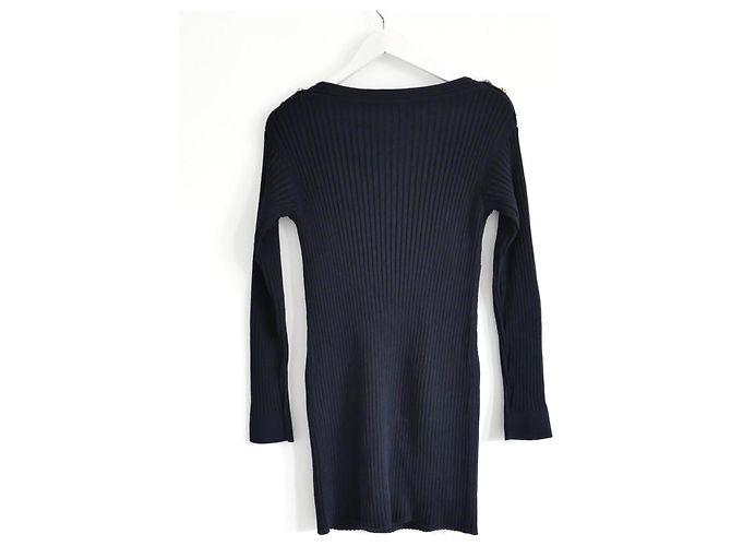 Chanel Resort 2020 20P CC Logo Strickkleid Marineblau - Ansicht 6