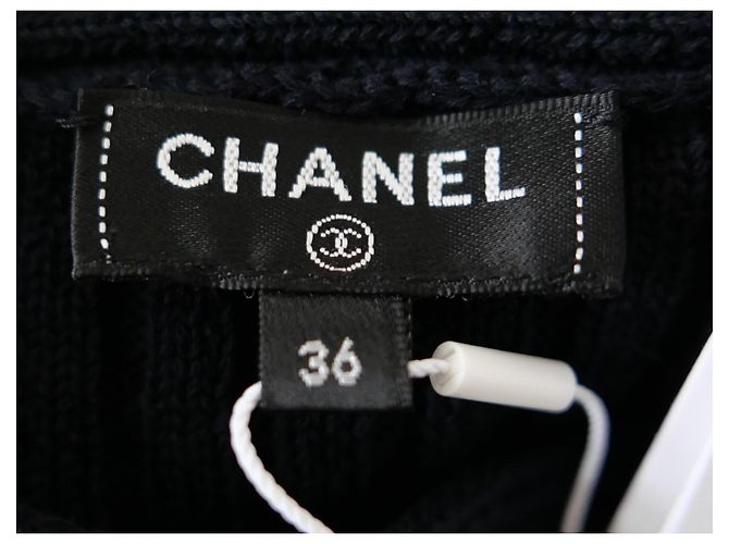 Chanel Resort 2020 20P CC Logo Strickkleid Marineblau - Ansicht 9