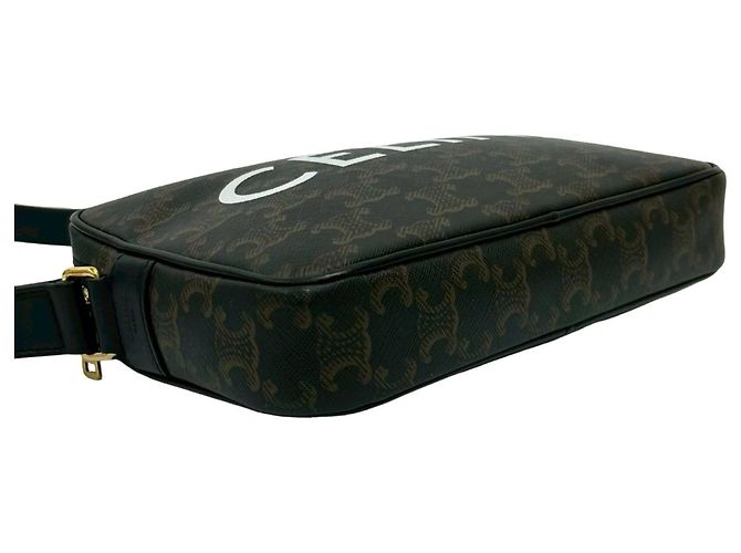 Céline Borsa a spalla in pelle Celine Triomphe Medium Marrone - vista 7