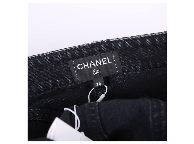 Pantalones de mezclilla negros con flecos de lentejuelas CHANEL - vista 4