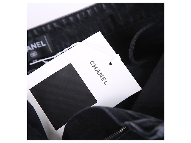 Pantalones de mezclilla negros con flecos de lentejuelas CHANEL - vista 5