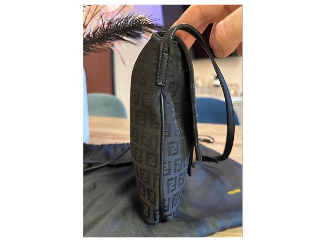 Borsa Fendi Zucca in tela nera Nero - vista 10