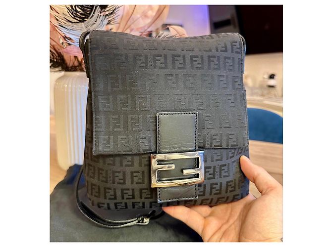 Borsa Fendi Zucca in tela nera Nero - vista 13