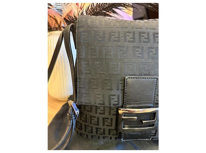 Borsa Fendi Zucca in tela nera Nero - vista 4