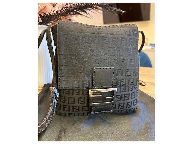 Borsa Fendi Zucca in tela nera Nero - vista 6
