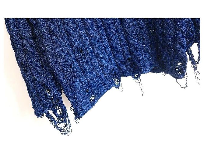 Zerstickter Rollkragenpullover Balenciaga Resort 2021 metallic blau - Ansicht 3