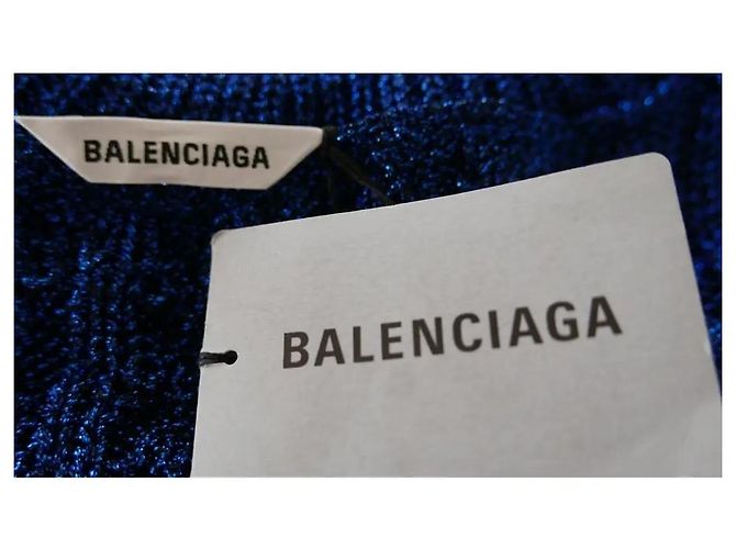 Zerstickter Rollkragenpullover Balenciaga Resort 2021 metallic blau - Ansicht 7
