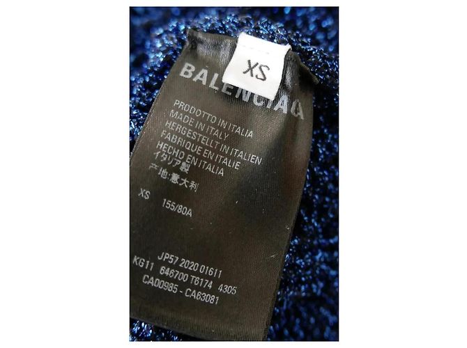 Zerstickter Rollkragenpullover Balenciaga Resort 2021 metallic blau - Ansicht 8