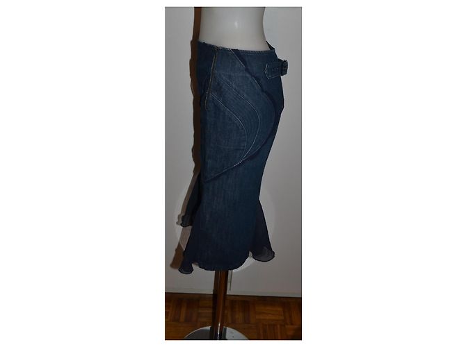 Falda de denim y seda azul Versace Jeans Couture - vista 2