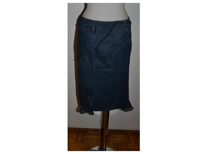 Falda de denim y seda azul Versace Jeans Couture - vista 3