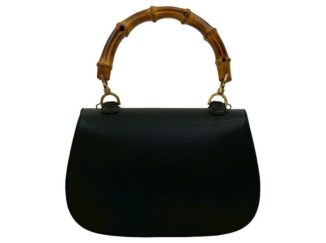 Gucci Old Bamboo Leder Turnlock Handtasche Schwarz - Ansicht 3