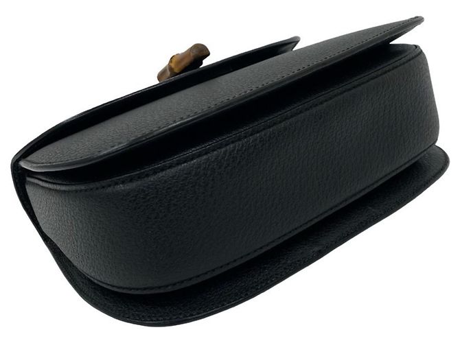 Gucci Old Bamboo Leder Turnlock Handtasche Schwarz - Ansicht 7
