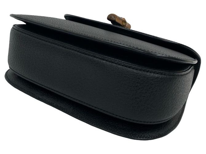 Gucci Old Bamboo Leder Turnlock Handtasche Schwarz - Ansicht 8
