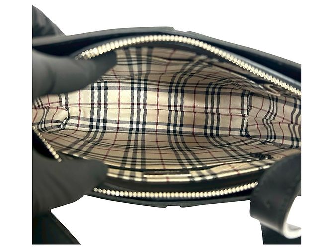 Burberry Nova Check Leder Schultertasche Schwarz - Ansicht 9
