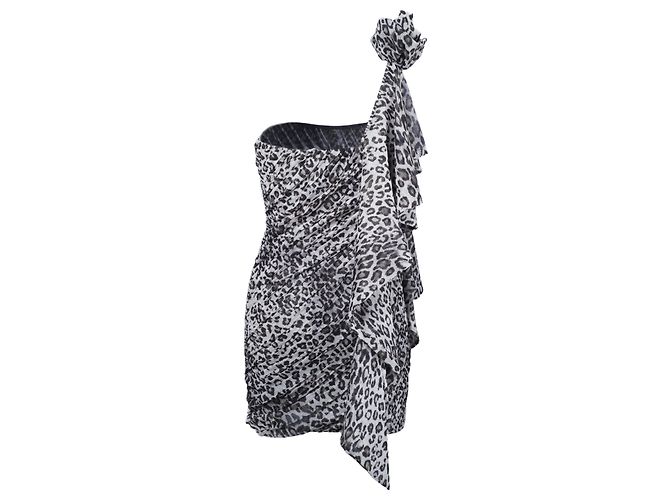 Autre Marque Vestido de cóctel gris de un hombro con drapeado Redemption Castaño - vista 3