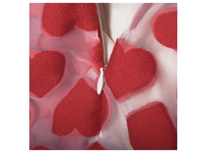 Autre Marque Robe Chemise Midi UltraChic avec Imprimé Cœur Rouge - vue 7