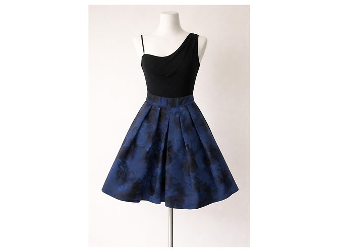 Ralph Lauren Cocktailkleid Schwarz Blau Polyester 38 - Ansicht 2