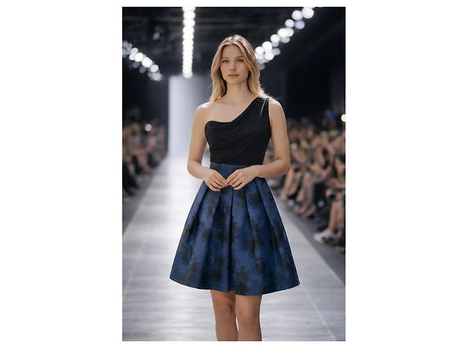Ralph Lauren Cocktailkleid Schwarz Blau Polyester 38 - Ansicht 5