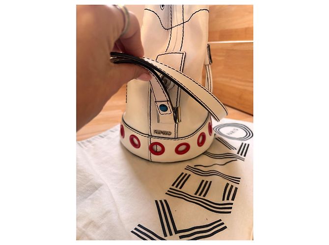 Sac seau en cuir blanc Kenzo - vue 3