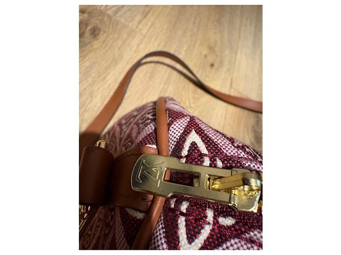 Louis Vuitton Speedy 25 Bandoliera in Jacquard Beige Bordò - vista 7